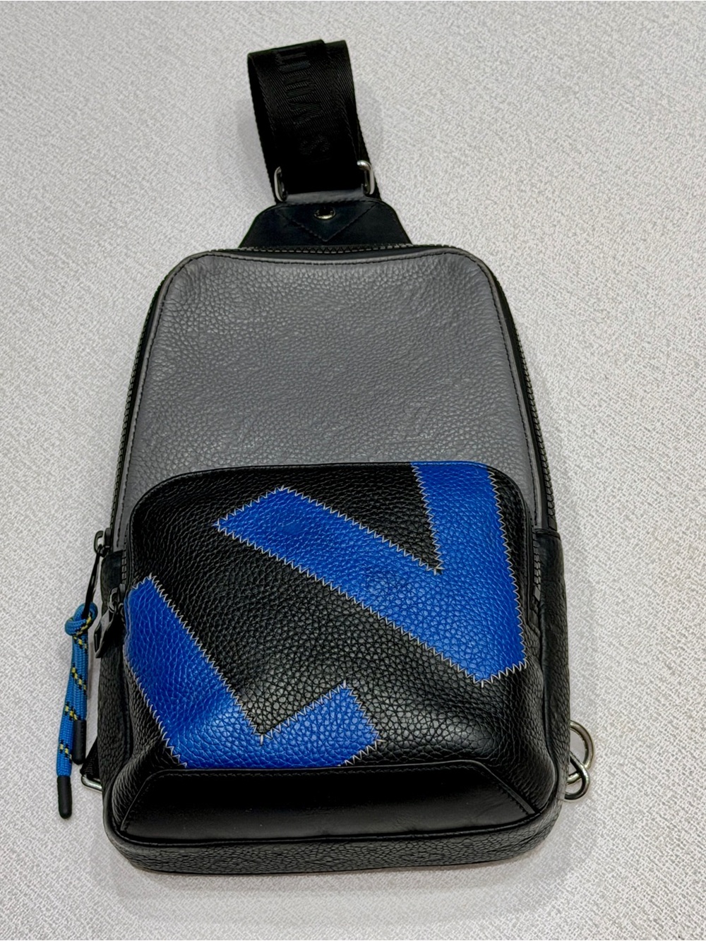 Louis Vuitton Takeoff Sling Bag Black Blue Leather Authentic COA 💙